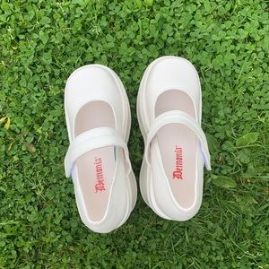 DEMONIA “Take A Risk” WHITE MARY JANES